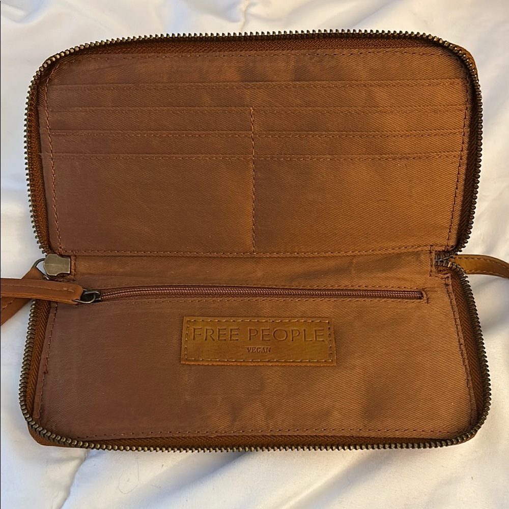 Free People Tan Clutch Classic Leather Design